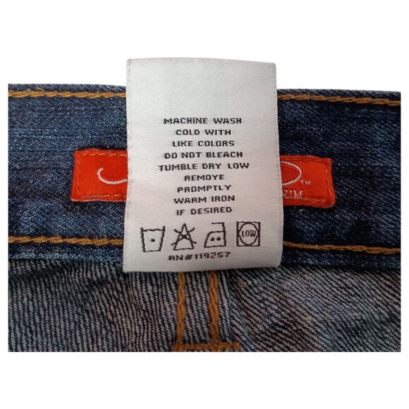 Ed Hardy Jeans 34 Mens Blue Dragon Straight Relaxed Cotton Dark Embroidered 90S - Picture 7 of 7